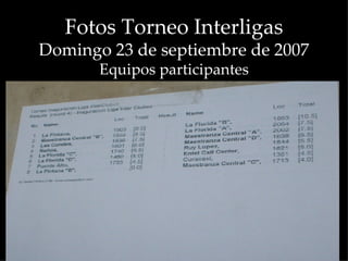 Fotos Torneo Interligas Domingo 23 de septiembre de 2007 Equipos participantes 