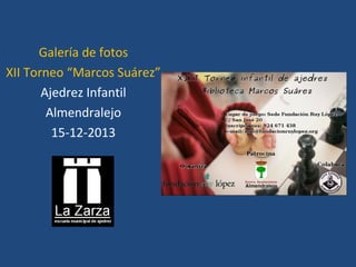Galería de fotos
XII Torneo “Marcos Suárez”
Ajedrez Infantil
Almendralejo
15-12-2013

 