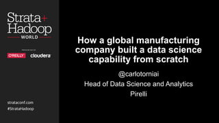 How a global manufacturing
company built a data science
capability from scratch
@carlotorniai
Head of Data Science and Analytics
Pirelli
 