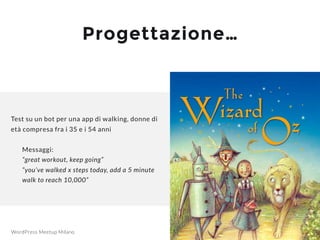 WordPress Meetup Milano
Progettazione…
Test su un bot per una app di walking, donne di
età compresa fra i 35 e i 54 anni
M...