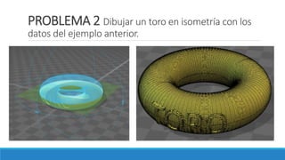 PROBLEMA 2 Dibujar un toro en isometría con los
datos del ejemplo anterior.
