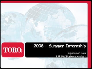 2008 – Summer Internship Ripudaman Jain SAP BW Business Analyst 