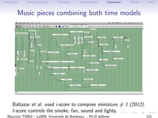 Introduction Hierarchical model Extensions Implementation Conclusions Thanks Extra
Music pieces combining both time models...