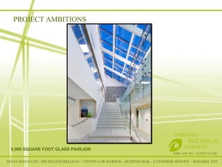 RSID– IDE 301 – LLOYD ALTER TORONTO   BOTANICAL  GARDENS 5,000 SQUARE FOOT GLASS PAVILION DIANA BASACCHI – MICHELÈNE BELLEAU – CINTHYA DE BARROS – QUEENIE MAK – CATHERINE RENOUF – ROSABEL YEE PROJECT AMBITIONS 