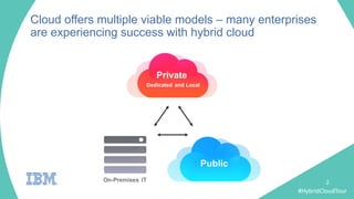 #HybridCloudTour#HybridCloudTour
Cloud offers multiple viable models – many enterprises
are experiencing success with hybrid cloud
2
 