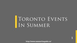 Toronto events in summer