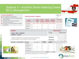 Subtask 2 – Austria’s Smart metering Cases
€CO2 Management
For more information, visit www.ieadsm.org
 
