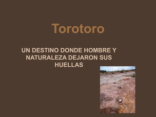 Torotoro
UN DESTINO DONDE HOMBRE Y
 NATURALEZA DEJARON SUS
         HUELLAS
 