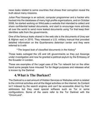 Tor project and Darknet Report | PDF