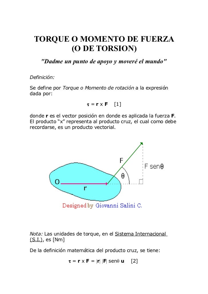 Torque O Momento De Fuerza Torque O Momento De Fuerza