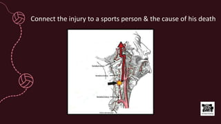 Connect the injury to a sports person & the cause of his death
 