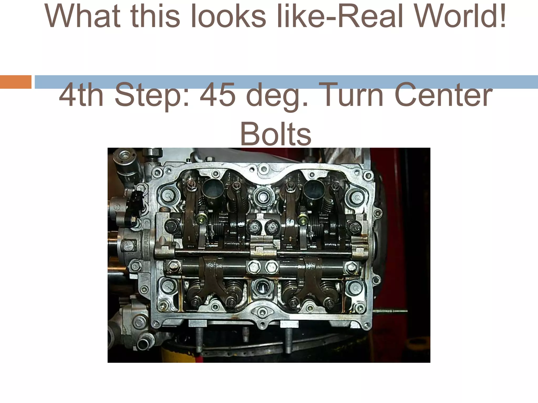 What this looks like-Real World!
4th Step: 45 deg. Turn Center
Bolts
 