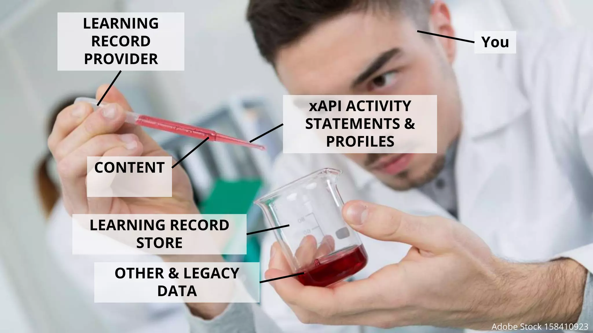 LEARNING
RECORD
PROVIDER
CONTENT
xAPI ACTIVITY
STATEMENTS &
PROFILES
LEARNING RECORD
STORE
You
OTHER & LEGACY
DATA
Adobe Stock 158410923
 