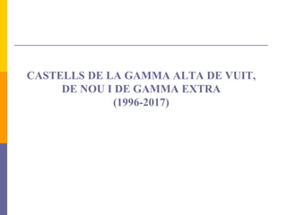 CASTELLS DE LA GAMMA ALTA DE VUIT,
DE NOU I DE GAMMA EXTRA
(1996-2017)
 