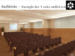 Auditório –  Exemplo das 3 salas unificáveis 