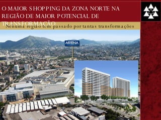 Nehuma região tem passado por tantas transformações O MAIOR SHOPPING DA ZONA NORTE NA REGIÃO DE MAIOR POTENCIAL DE TRANSFORMAÇÃO 