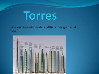 Torres Es va escriure alguns dels edificis més grans del món. 