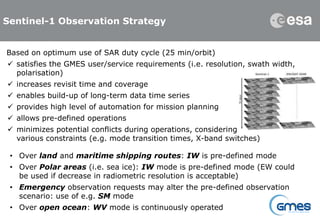 Sentinel-1 Observation Strategy


Based on optimum use of SAR duty cycle (25 min/orbit)
 satisfies the GMES user/service ...