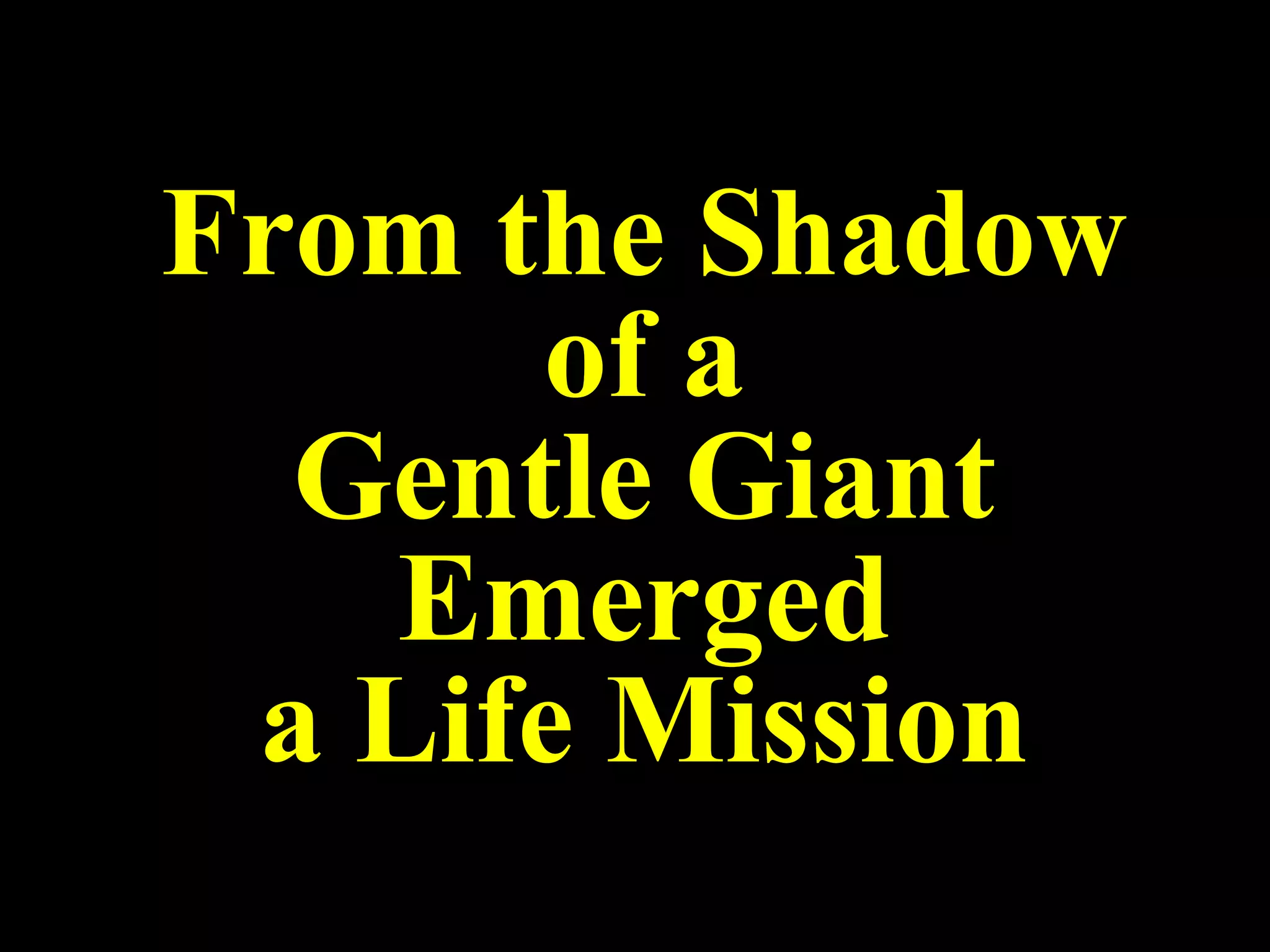 Davis, Gary Eberle, Bob; Feldhuzen, John Gordon, William JJ; Guilford, J. P. Issacs, Anne; Khatena, Joe; McPherson, Joe Parnes, Sidney J.; Prince, George; Renzulli, Joe Shallcross, Dorie; Shore, Sid; Sisk, Dorothy Stein, Morris I.; Taylor, Calvin Williams, Frank, Weeks, Jim   Torrance, E. Paul; Torrance, Pansy From the Shadow of a Gentle Giant Emerged a Life Mission 