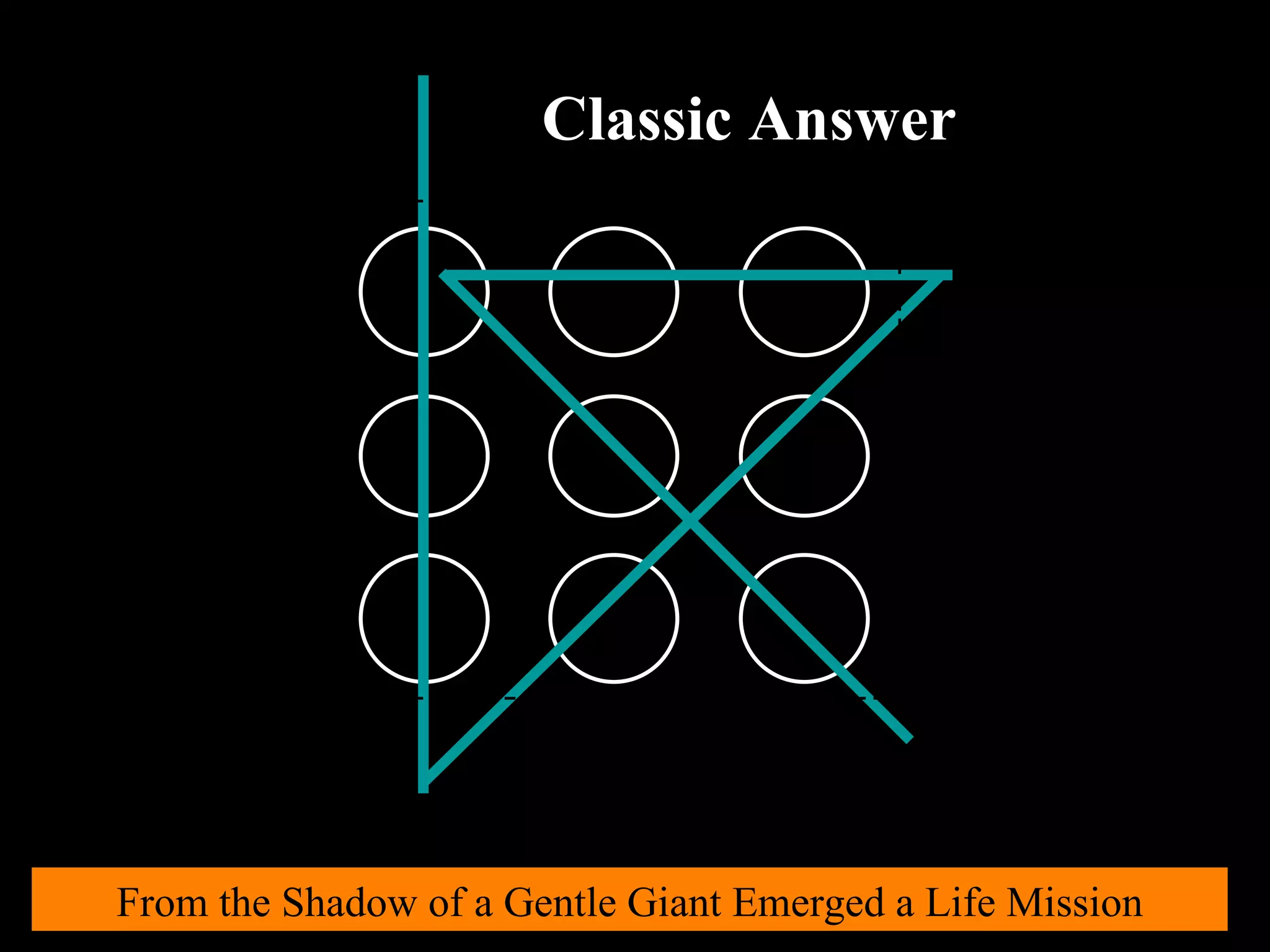 Classic Answer From the Shadow of a Gentle Giant Emerged a Life Mission 