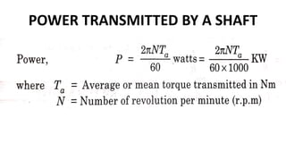 POWER TRANSMITTED BY A SHAFT
 