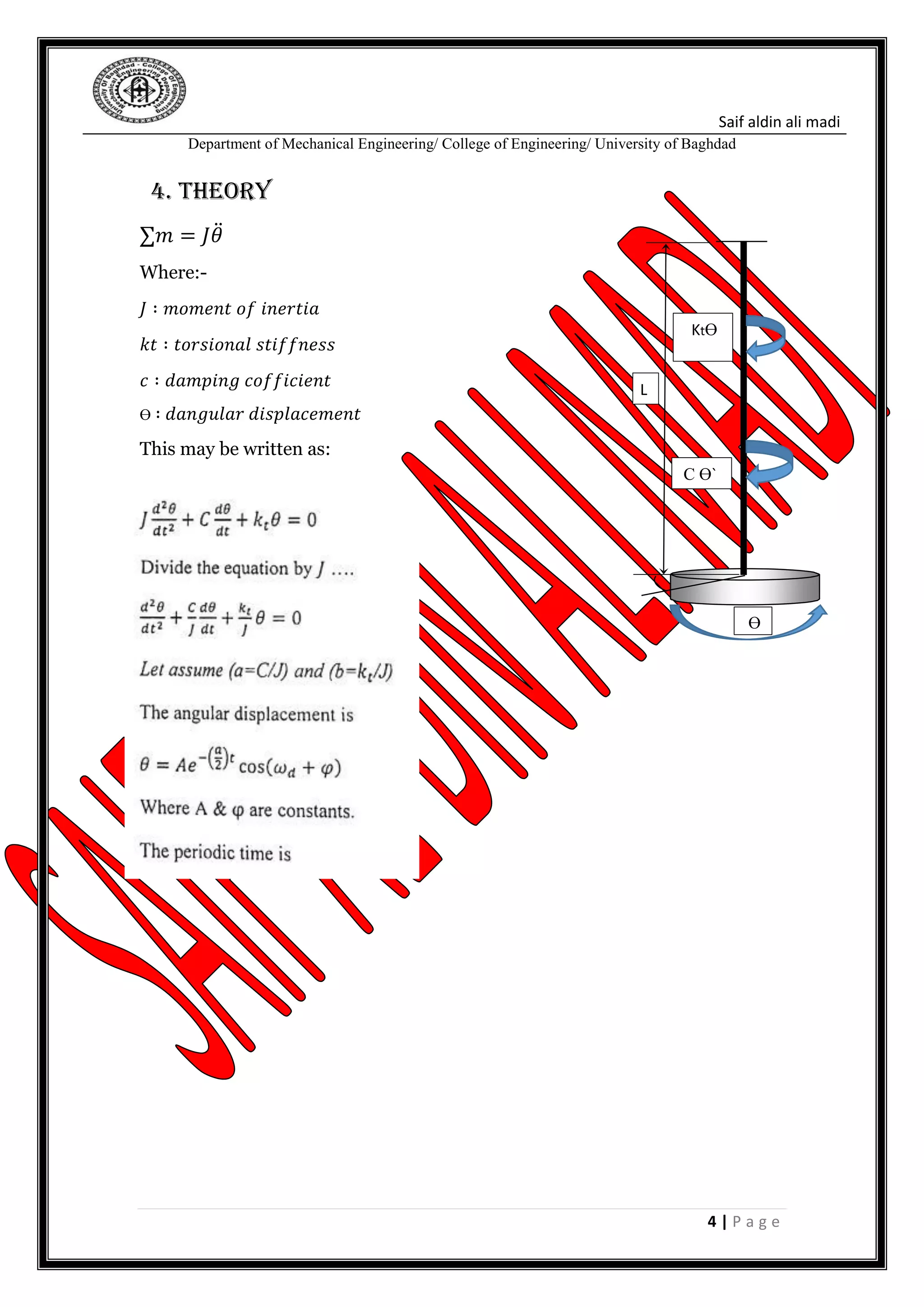 Torsional oscillation of a single rotor with viscous damping | PDF