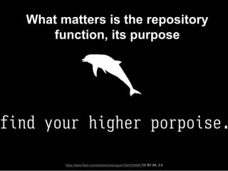 What matters is the repository
function, its purpose
https://www.flickr.com/photos/missrogue/1064784666/ CC BY SA 2.0
 