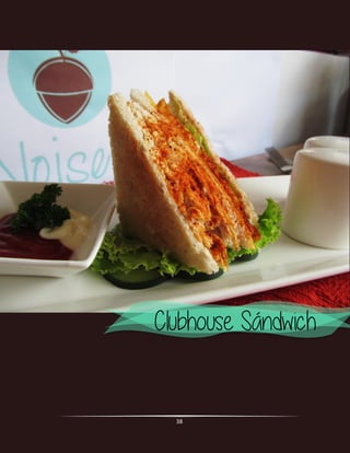 38
Una clásica receta que nos remonta a orígenes
americanos en donde Isabel Gordon, nombro por
primera vez el Club Sándwich en su libro Good
Housekeeping Everyday Cook Book, en el año de 1903.
Es un sándwich preparado en tres niveles con tocineta,
pollo, aceitunas y huevo frito. Déjate fascinar por esta
mezcla exuberante de sabores y colores.
Costos
Caja X 6 Unidades $ 46.900
Caja X 12 Unidades $ 89.900
Pan molde, Pollo, tocineta, aceitunas y
huevo frito.
* Ten en cuenta que si tu evento necesita una mayor
cantidad, contáctanos y te enviaremos una cotización.
 