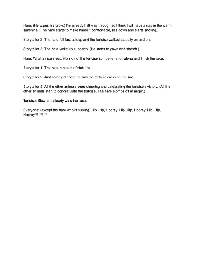 Tortoise and the Hare Script | PDF