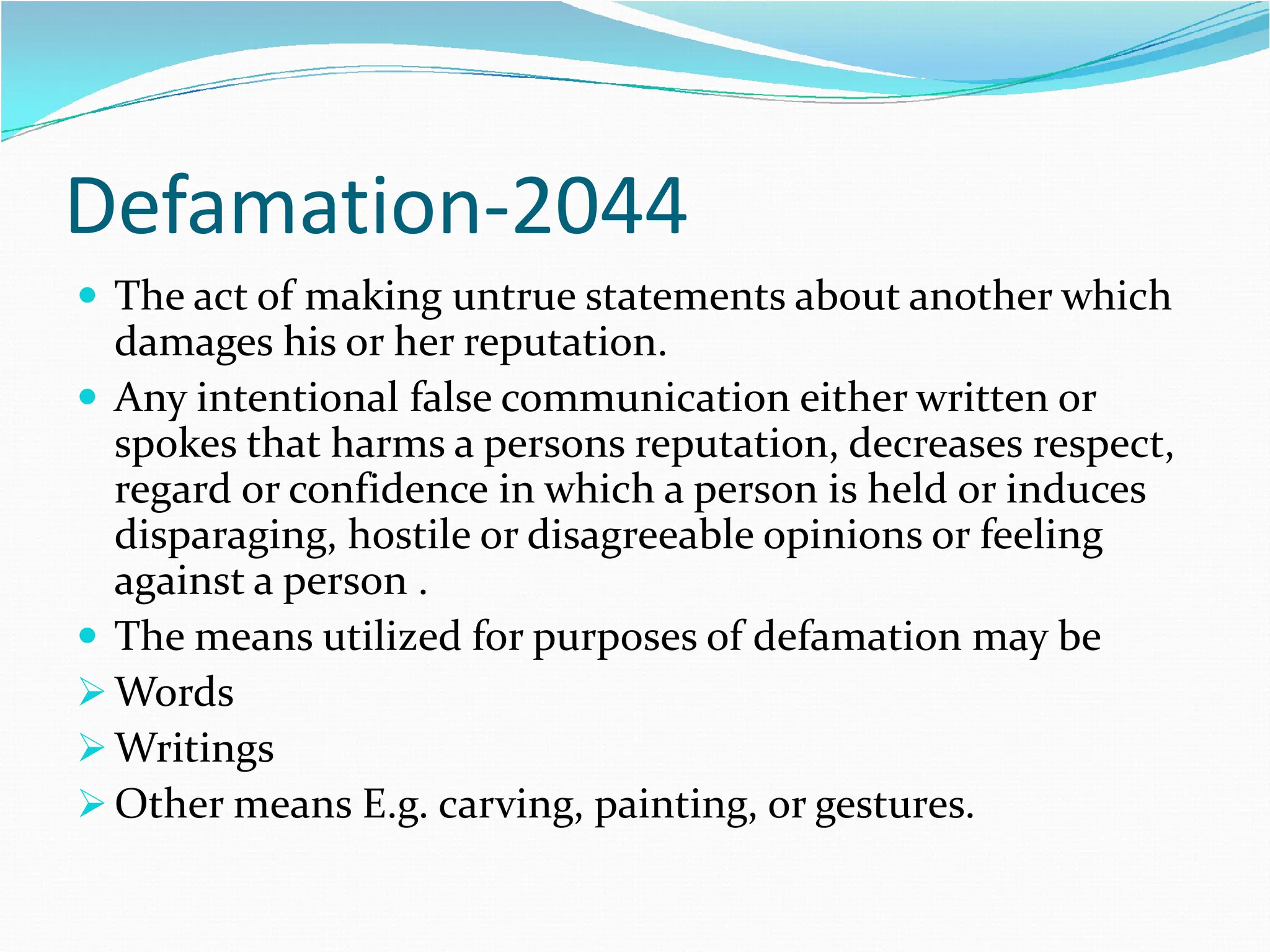 Harmed Reputation tort pptx by Abebayehu .pdf extra contractual | PDF