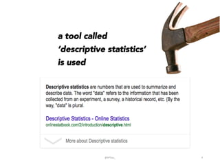 a tool called
‘descriptive statistics’
is used
@BPDas_	
   4	
  
 