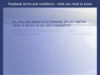 [object Object],Facebook terms and conditions - what you need to know 