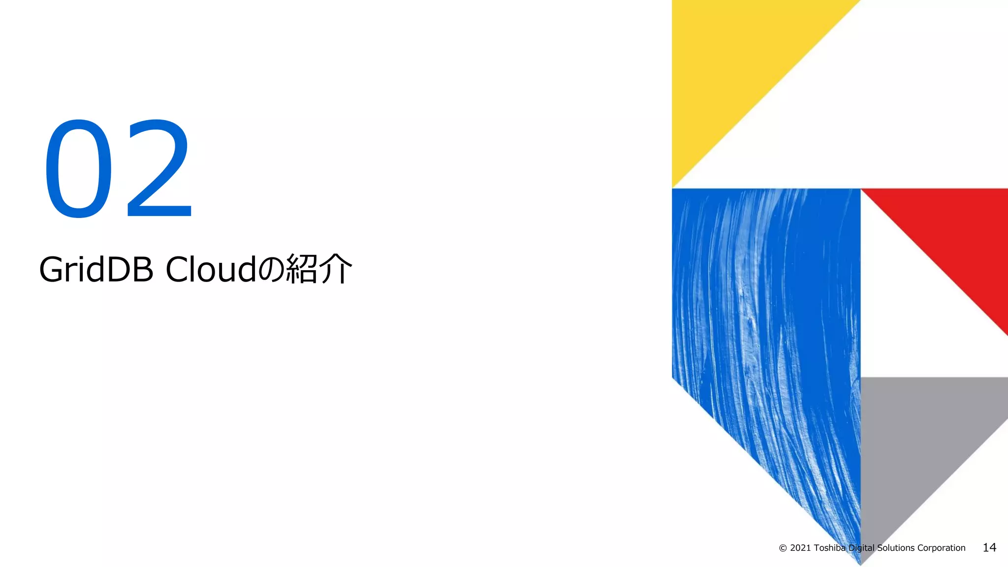 14
© 2021 Toshiba Digital Solutions Corporation
02
GridDB Cloudの紹介
 