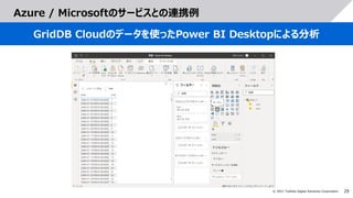 29
© 2021 Toshiba Digital Solutions Corporation
Azure / Microsoftのサービスとの連携例
GridDB Cloudのデータを使ったPower BI Desktopによる分析
 