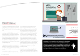 Les entreprises ont toutes besoin de fonctionner en continu pour
rester compétitives. Or face aux attentes d’une clientèle toujours
plus exigeante, à l’assouplissement de la législation concernant
les conditions de travail et à la globalisation, les salariés doivent
pouvoir compter sur des appareils capables de fonctionner 24h/24
et 7j/7.
Une récente étude réalisée parTyntec montre que de nombreux
salariés travaillent plus de 10 heures chaque semaine en dehors
des locaux de leur entreprise, pour finaliser certaines tâches
professionnelles à distance.3
Afin de répondre à cette demande
en constante hausse portant sur des appareils mobiles, les DSI
doivent s’assurer que les salariés auront accès à des solutions
fiables, capables de résister à une intense sollicitation. Notre étude
montre que l’autonomie limitée de la batterie figure parmi les
principales doléances des décideurs informatiques confrontés
aux choix d’appareils à conseiller,1
ce qui doit les pousser à
investir dans des appareils conçus pour durer. En France, les trois
principales critiques concernant les PC portables portent sur
l’autonomie décevante de la batterie (47%), le poids excessif (27%)
et la faible connectivité (27%).1
Au-delà de la problématique du matériel, nos partenaires
confirment que le cloud tient enfin toutes ses promesses : les
solutions hébergées gagnent du terrain et sont privilégiées pour
le stockage des données, surtout sur le marché des entreprises de
taille moyenne. Cela rend la robustesse et la durabilité du matériel
d’autant plus importantes, puisqu’il commence à faire office de
passerelle mobile permettant d’accéder aux données critiques de
l’entreprise.
Nous comprenons bien que les DSI se doivent d’offrir une
tranquillité d’esprit totale aux salariés, tout en ayant l’assurance
que les appareils qu’ils leurs fournissent répondent à leurs
besoins et ne tomberont pas en panne – même si par
inadvertance l’un deux fait tomber le sien par terre en courant
pour arriver à l’heure à une réunion. Reste que la difficulté de
donner accès aux fichiers et connexions en continu ne repose
pas uniquement sur l’achat de produits plus robustes. Notre
récente enquête révèle par ailleurs que 62% des salariés du
Royaume-Uni, de France et d’Allemagne utilisent leurs appareils
personnels pour travailler à distance.1
Et certains seront amenés
à s’en servir pour finaliser un travail lors de leurs déplacements,
tout simplement parce qu’ils ne s’en séparent jamais. Chez
Toshiba, nous estimons que le fait de jongler entre un appareil
personnel et un autre appareil professionnel, qui est devenu
une habitude, ne sera bientôt plus un problème surtout à
l’heure où les entreprises migrent de plus en plus vers des
solutions hébergées dans un cloud. Nous pensons que cela
va également entraîner l’adoption de modèles d’applications
orientées serveurs qui fonctionnent sans client lourd dédié sur
les postes de travail, à l’instar des solutions Zero Client. Cela
permettra aux interfaces et aux liens unissant les applications de
gagner en flexibilité, et de transformer le matériel uniquement
en une coque sécurisée fonctionnelle permettant d’accéder aux
informations qui ne sont pas hébergées en local sur l’appareil.
Bientôt, les fournisseurs se focaliseront sur les différences
présentes au niveau du matériel, et non sur les capacités
logicielles et de stockage.
Bientôt aussi, nous verrons arriver des appareils qui contiennent
simplement une partition dédiée à l’accès exclusif aux données
professionnelles et personnelles. D’ici là, les DSI doivent se
focaliser sur le rôle pivot que jouent les appareils professionnels,
en veillant à choisir ceux conçus pour résister à un usage 24h/24
et 7j/7.
3
Tyntec,“BYOD User Survey”, juillet 2015
LesDSIdoivent
s’assurerqueles
salariésaurontaccès
àdessolutions
fiables,capablesde
résisteràuneintense
sollicitation.
62%
des salariés du Royaume-Uni,
de France et d’Allemagne utilisent
toujours leurs appareils personnels
grand public pour travailler à
distance.
des décideurs informatiques européens, la faible autonomie de
batterie des appareils constitue la principale doléance de leurs salariés.
Pour
31% 1
Enquête « Make IT work » de Toshiba, réalisée en partenariat avec ICM
1
Enquête « Make IT work » de Toshiba, réalisée en partenariat avec ICM
Il est difficile, pour les DSI, de s’assurer que les salariés utilisent toujours des appareils dédiés aux
entreprises pour leur travail. Mais en mettant à leur disposition des appareils très robustes et
fiables, les intéressés verront sans doute les avantages d’outils dédiés à leurs besoins. La nouvelle
gamme de PC portables de Toshiba, qui inclut notamment le Tecra A40, a passé avec succès les
tests de résistance de l’organisme de certification allemand TÜV Rheinland (cycle de vie accéléré)
qui font subir à chaque appareil l’équivalent de trois années d’utilisation. Les tests mesurent le
degré de résistance à des chutes, à des températures élevées ou basses, aux vibrations et aux
chocs pour garantir la fiabilité pour un usage professionnel. Toshiba a également mis en place
le programme Fiabilité garantie, qui prévoit la prise en charge gratuite des réparations, dans
l’éventualité peu probable d’une panne, et le remboursement intégral de l’achat.*
*Voir les modalités d’application
Make IT stronger
Toshiba | Make IT work 1110
 