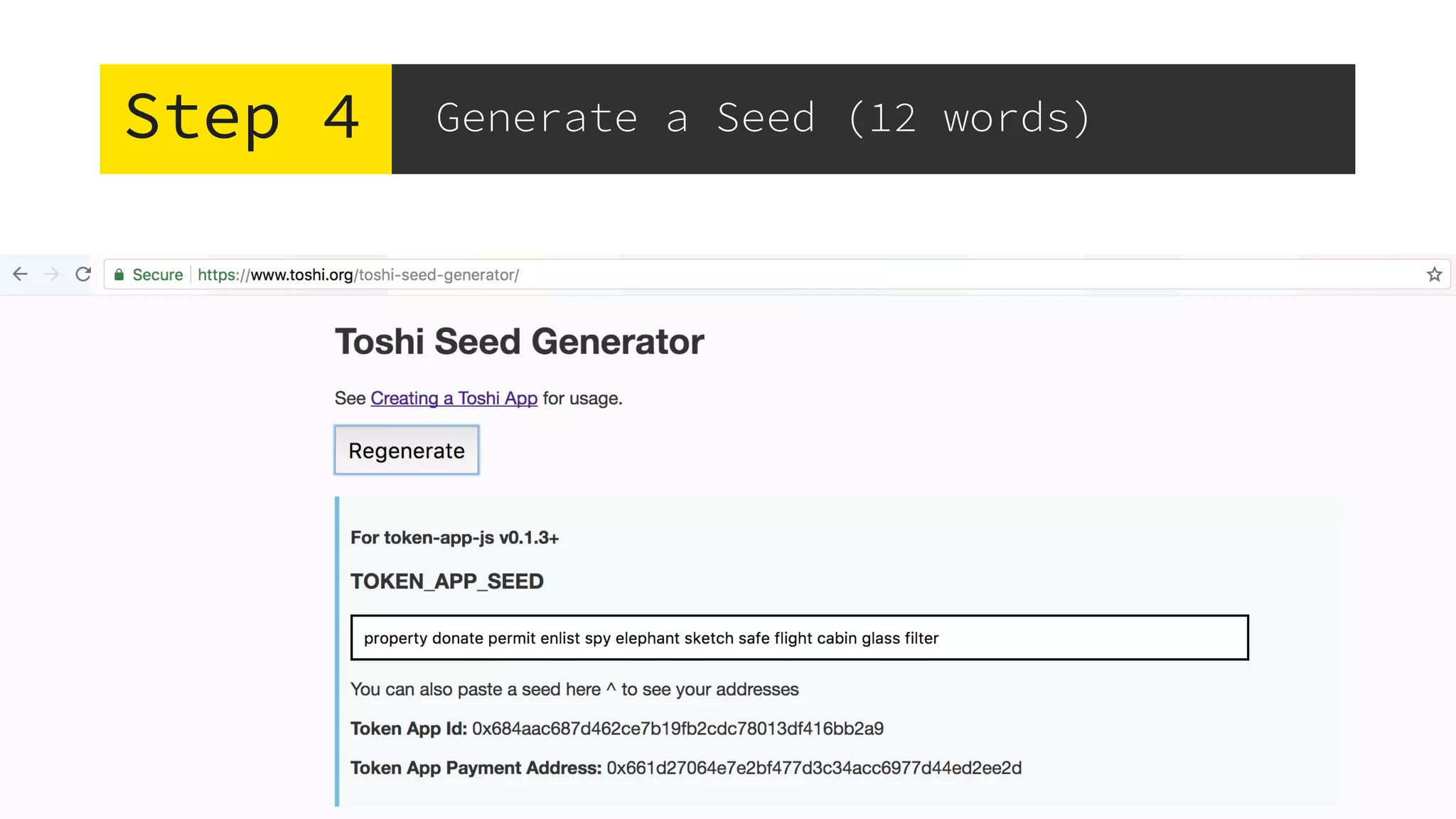 Step 4 Generate a Seed (12 words)
 