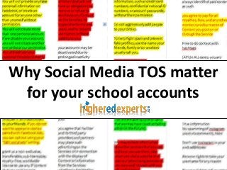 Why Social Media TOS matter
for your school accounts

 