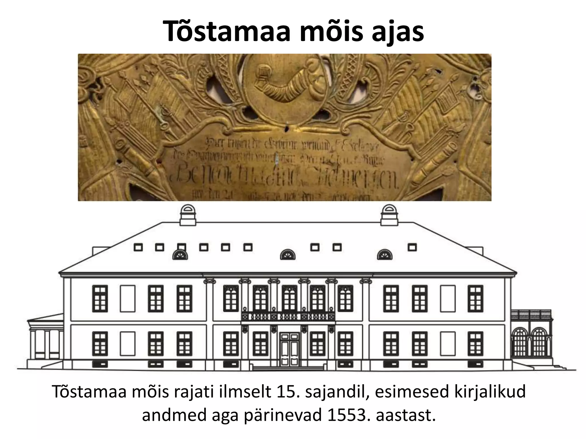 Tõstamaa mõis ajas

Tõstamaa mõis rajati ilmselt 15. sajandil, esimesed kirjalikud
andmed aga pärinevad 1553. aastast.

 