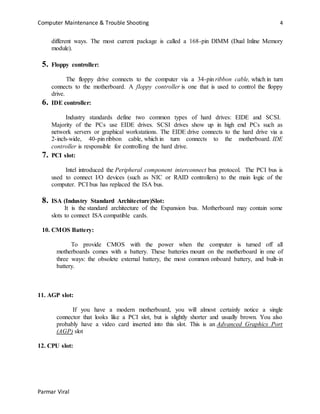Parma Sampling Computer Divice Example Questions To study about motherboard & its compponents | DOCX