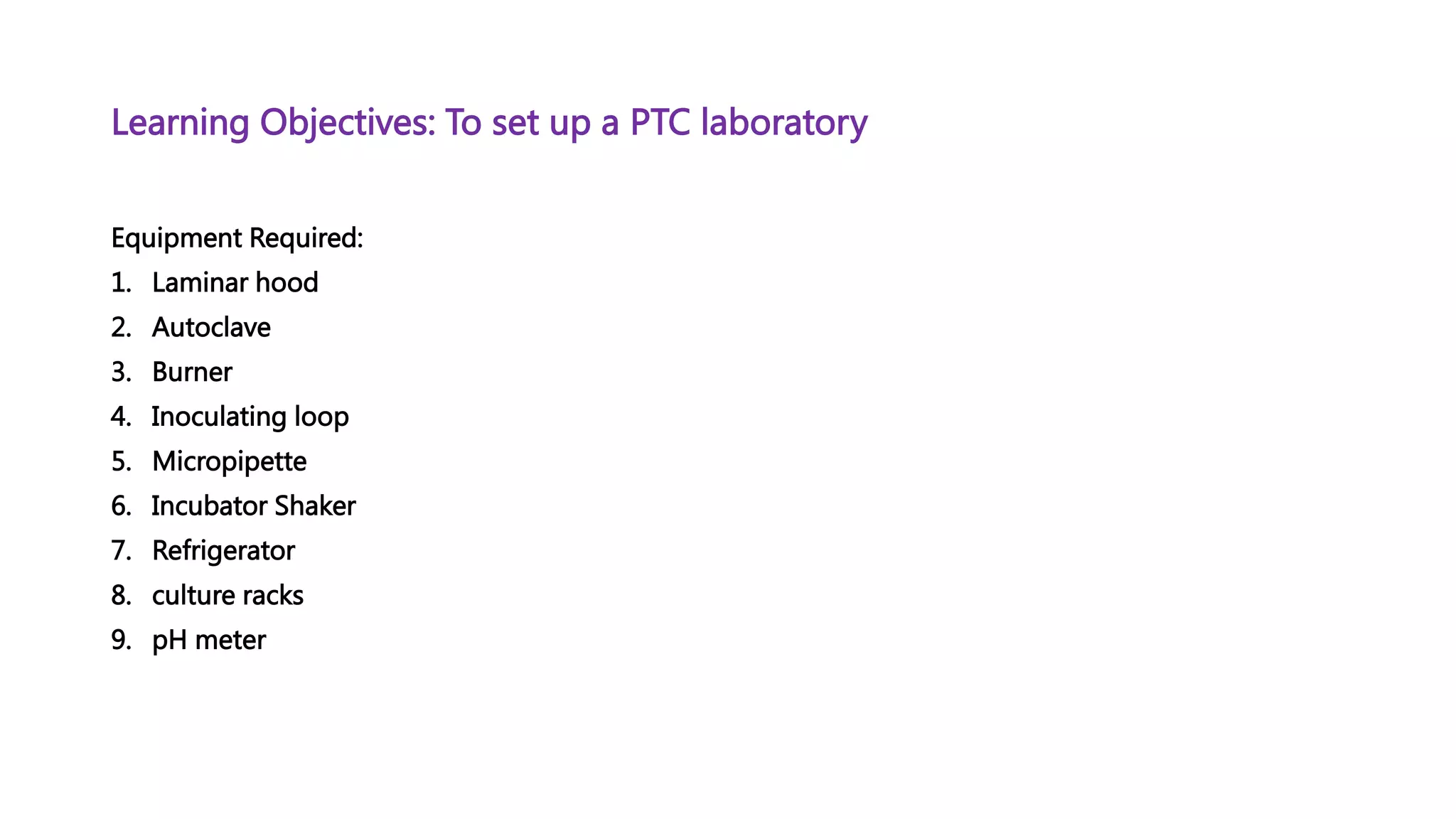 To study plant tissue culture laboratory design and set up | PPTX