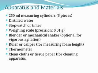 Clean Appararus To study the foaming capacity of different samples.pptx
