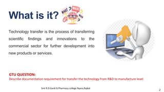 Technology transfer documentation and strategies | PPTX
