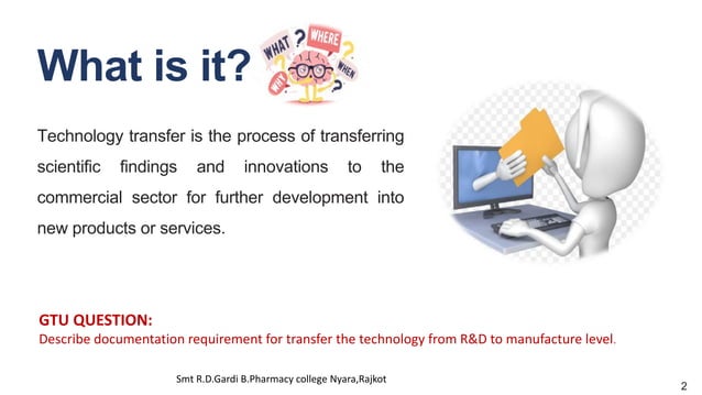 Technology transfer documentation and strategies | PPT