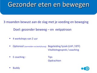 Voeding en Beweging
Workshop 4
 