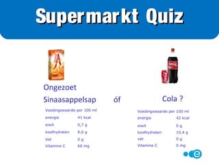 Ongezoet
Sinaasappelsap óf Cola ?
Supermarkt Quiz
 