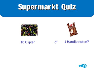 ‘Light’ betekent dat een product tenminste 1/3 of
33% minder calorieën, suiker, vetten of zout bevat
dan vergelijkbare producten.
DUS:
NIET altijd suikervrij
NIET altijd vetvrij
NIET altijd beste keus!
Light…
 
