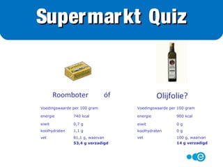 Roomboter óf Olijfolie?
Supermarkt Quiz
 