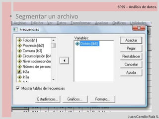 Definición de variables en SPSS.