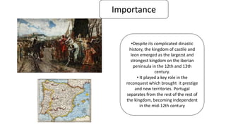Over 2 centuries, the kingdom of Asturias
expanded southwards into Al-Andalus.
Pelayo´s successors ,Oviedo become its
capital city .Alfonso 3th took advantage of
conflicts in the Emirate of Córdoba.
In the 10th century the capital was moved
to the city of León, the kingdom become
known as the kingdom of León .
Activities:
Page 97; 5 and 6
 