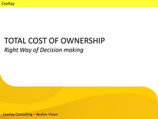 CeeKay
CeeKay Consulting – Realize Vision
TOTAL COST OF OWNERSHIP
Right Way of Decision making
 